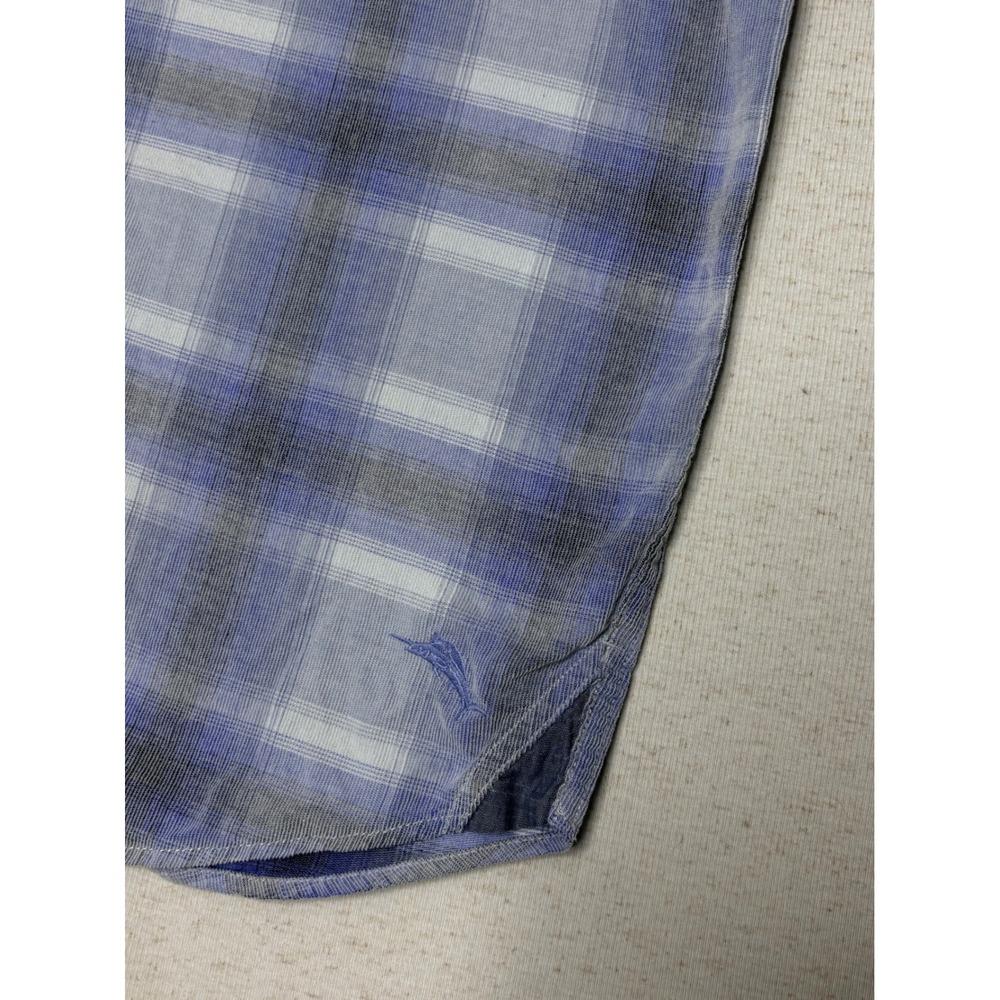 Tommy Bahama Coastline Cord Shirt Mens Large Blue Grey Plaid Cotton Corduroy L/S - Picture 5 of 10